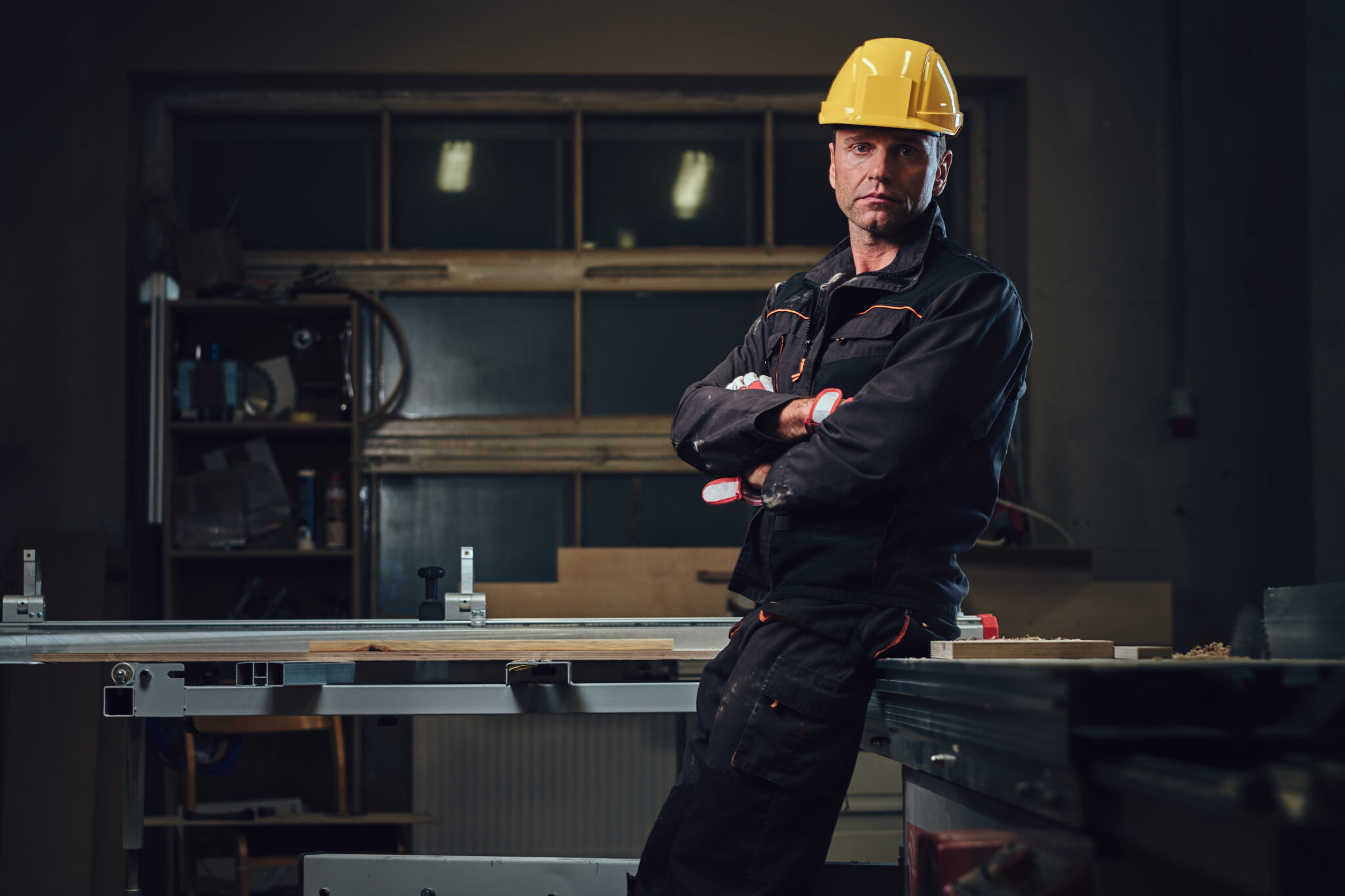 carpenter male in a workshop.